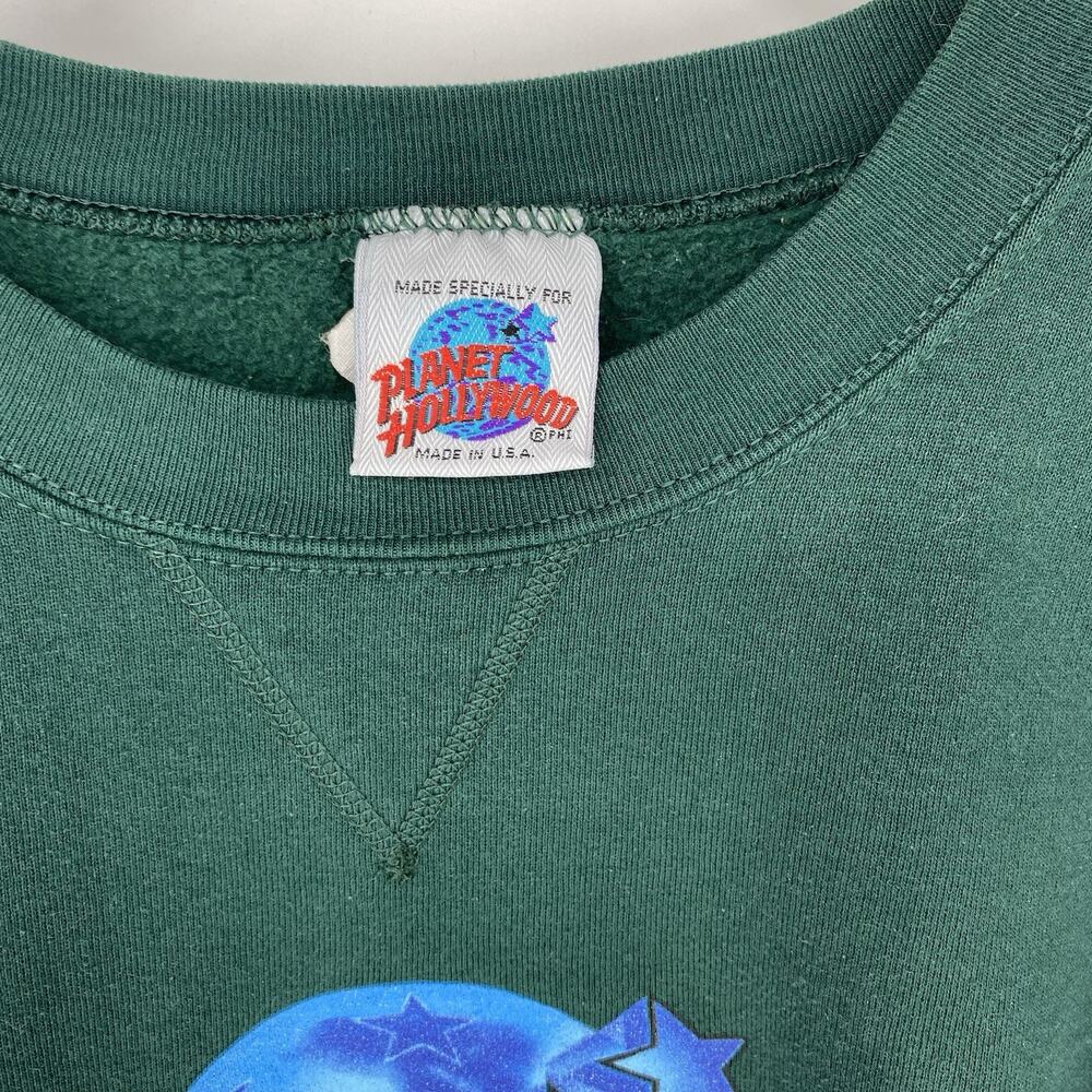 Vintage Planet Hollywood Orlando Sweatshirt Green Crewneck Womens XL 90s - Picture 4 of 5